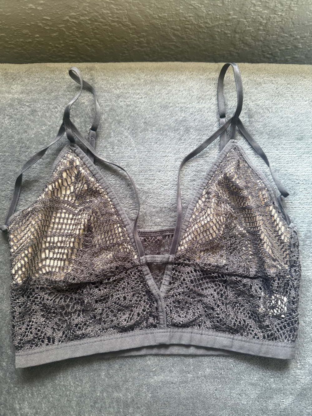 Nollie Lace Bralette in Charcoal Gray